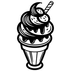 Ice cream line art vector Illustration
