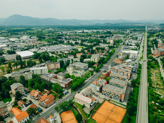 Ljubljana, Slovenia - Aerial panoramic view of Ljubljana on a summer