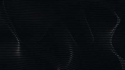 Black background with white dots, abstract digital wave, techno design, graphic pattern