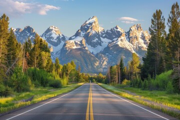 Fototapeta premium A winding road amidst mountains with a picturesque view