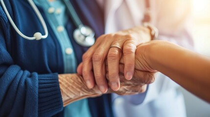 Obraz premium Elderly person receiving medical attention at home, focusing on vulnerable populations