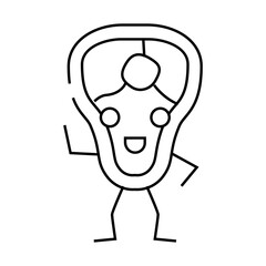 steak meat character line icon vector. steak meat character sign. isolated contour symbol black illustration