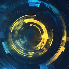 Obraz premium yellow and blue Abstract technology background circles digital hi-tech technology design background. concept innovation. vector illustration