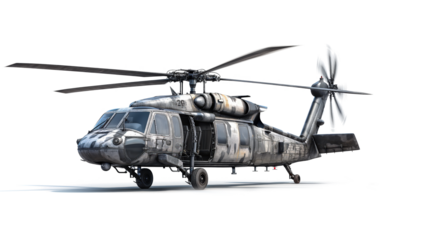 Military Helicopter isolated on transparent background	