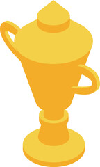 Obraz premium Golden cup award winning celebrating victory in isometric view