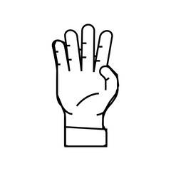Obraz premium four number hand gesture line icon vector. four number hand gesture sign. isolated contour symbol black illustration