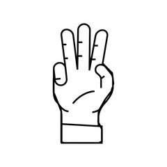 Obraz premium three number hand gesture line icon vector. three number hand gesture sign. isolated contour symbol black illustration