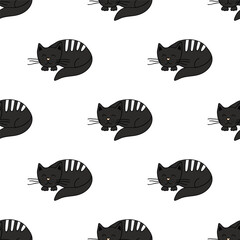 Seamless pattern with cat doodle for decorative print, wrapping paper, greeting cards, wallpaper and fabric