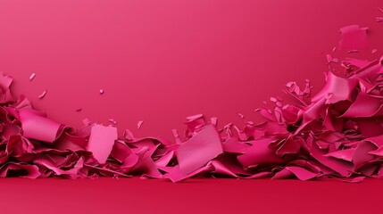 Vibrant pink paper shreds create a dynamic and textured background, ideal for creative projects and artistic designs.