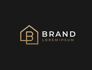 Letter B logo template. House shape logotype. Vector icon.
