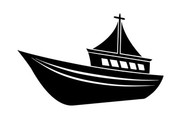 Boat icon silhouette vector illustration on a white background
