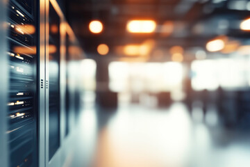 A modern server room with subtle ambient lighting, illustrating the vital technology infrastructure that underpins contemporary digital operations.