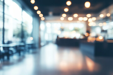 An abstract, soft-focused image of a modern interior with warm lighting, creating a welcoming and comfortable atmosphere, evoking calmness.