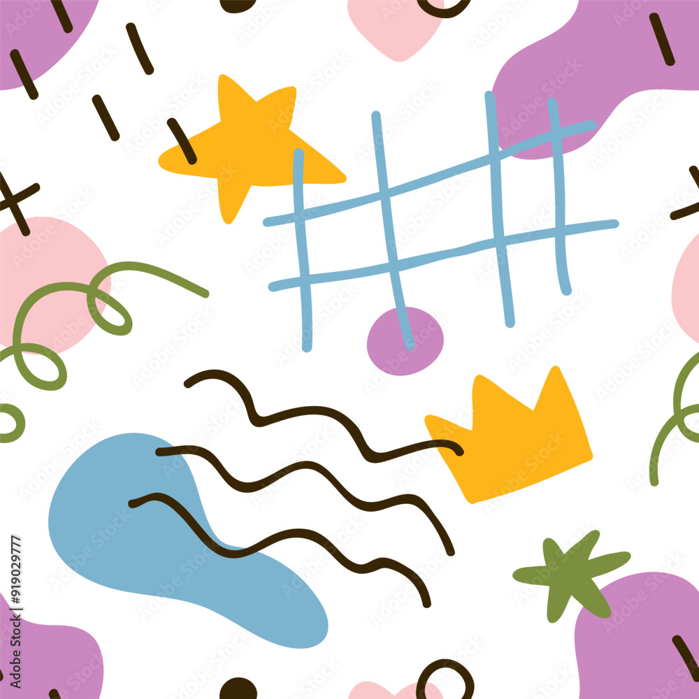 Aufkleber doodle pattern, seamless background. creative cute design, endless repeating print with modern shape