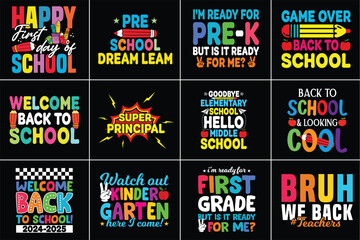Naklejka premium Back To School Quotes Design Bundle