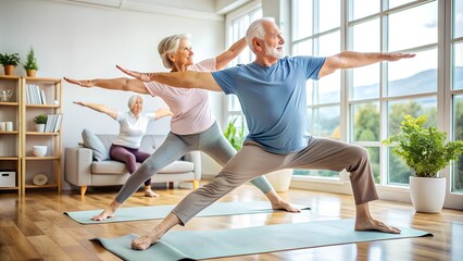 Fototapeta premium Create a workout plan for improving flexibility and balance for seniors non text