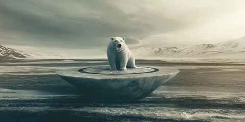 Fototapeta premium Majestic Polar Bear on an Arctic Ice Floe - Powerful Symbol of Nature and Conservation