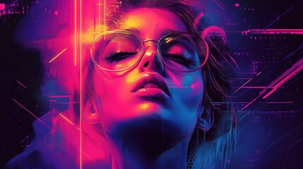 90s style abstract illustration woman colourful drawing