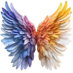 Fototapeta premium Colorful artificial wings isolated on a transparent background for web, banner, wallpaper