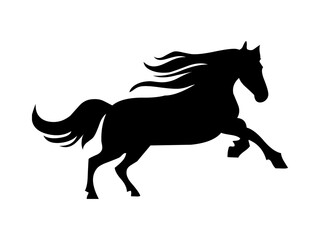 Drawing a silhouette of a running horse