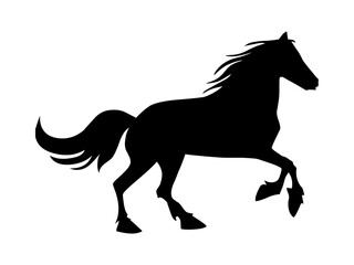 Drawing a silhouette of a running horse