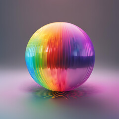 Obraz premium Shiny 3D disco ball sphere with rainbow reflections