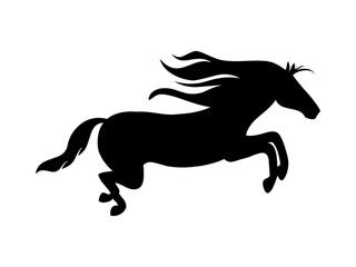 Drawing a silhouette of a running horse