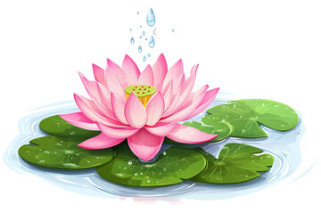  watercolor lotus flower on a white background