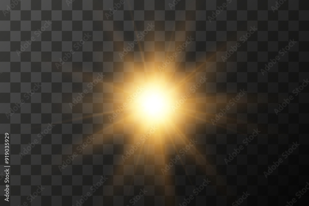 Wall mural yellow glowing light burst explosion with transparent. vector illustration for cool effect decoratio