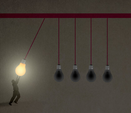 Illustration of light bulbs imitating newton's cradle