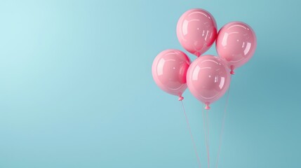 Four pink balloons against a blue background.