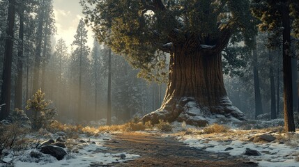 Fototapeta premium Ancient Giant in a Winter Forest