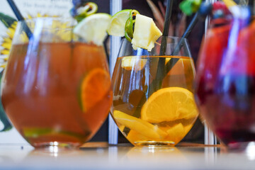 Homemade refreshing  fruit summer drinks
