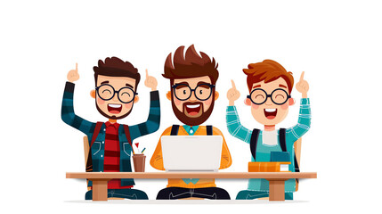 A team of coworkers participating in a quiz competition, celebrating correct answers,