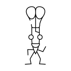 scissors school character line icon vector. scissors school character sign. isolated contour symbol black illustration