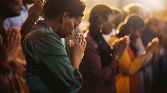 Group of black women at a religious event showing intensity and emotion of shared worship experience