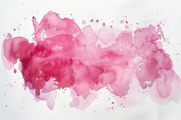 Hand drawn Abstract pink watercolor paint splash and paint ink splatter on white background