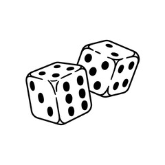 Pair of dice to gamble. Hand drawn illustration in sketch style.