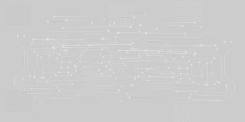 Vector Technology black circuit diagram concept. Abstract technology on white and grey background. High-tech circuit board.