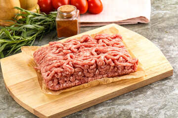 Raw uncooked red minced meat