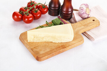 Piece Italian hard parmesan cheese