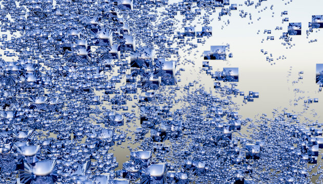 3D rendering of abstract cubes against background