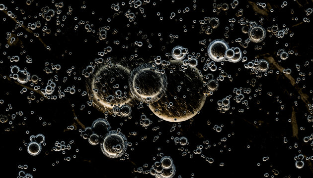 3D rendering of abstract water molecules against black background