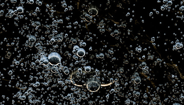 3D rendering abstract of water molecules against black background