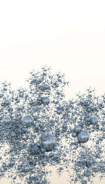 3D rendering of abstract water molecules against white background