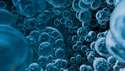 3D rendering abstract of metallic water bubbles