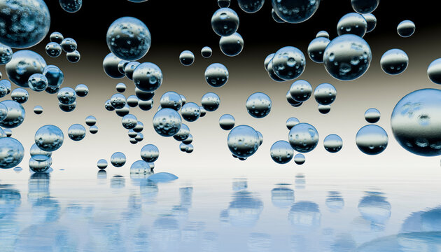 3D rendering illustration of metallic sphere bubbles