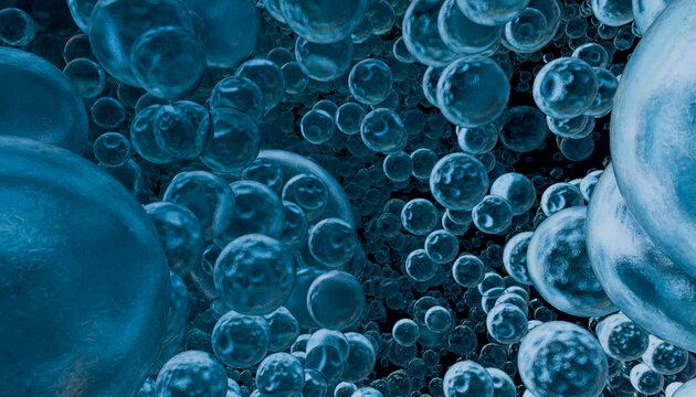 3D rendering abstract of metallic water bubbles