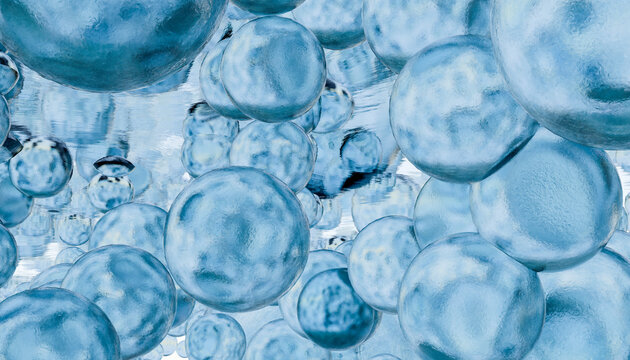 3D rendering abstract of molecular structure of water bubbles