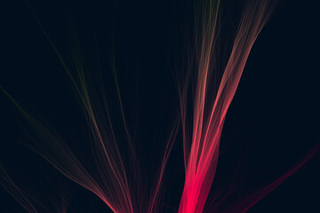 Obraz premium Striking neon red and dark contrasts depict an abstract lightning strike, emulating a powerful plasma event in a deep, enigmatic space